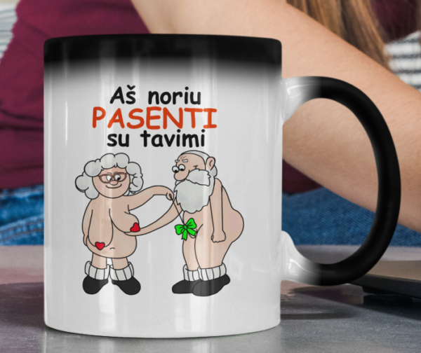 Puodelis – Aš noriu PASENTI su tavimi - keičiantis spalvą nuo šilumos